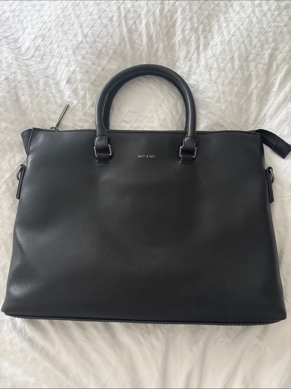 Matt & Nat Black Structured Vegan Leather Briefcase